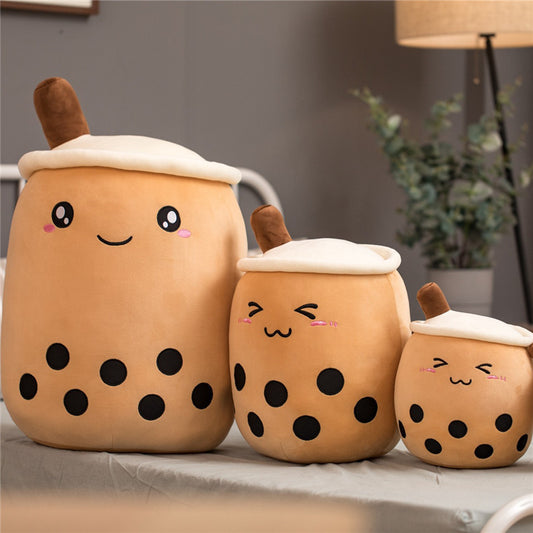 Cute Bubble Tea Plush Pillow - Kawaii Strawberry Milk Tea Stuffed Toy