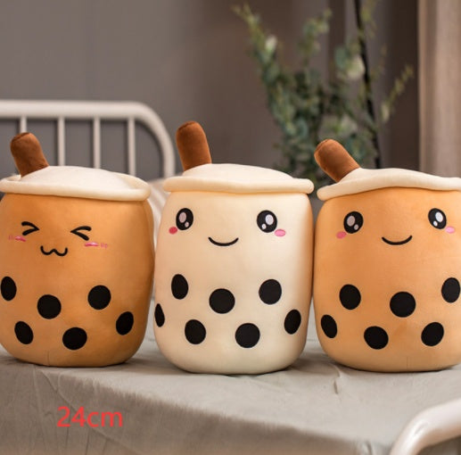 Cute Bubble Tea Plush Pillow - Kawaii Strawberry Milk Tea Stuffed Toy