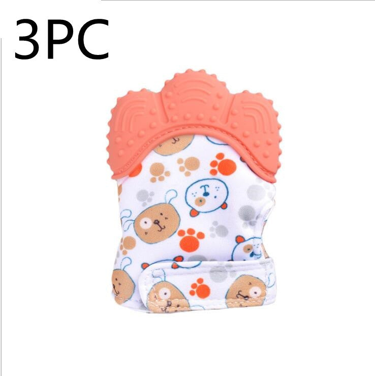 Baby Teether Gloves - Anti-Bite Silicone Molar Gloves with Sound