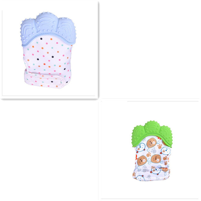 Baby Teether Gloves - Anti-Bite Silicone Molar Gloves with Sound
