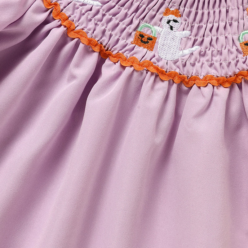 Baby Girl Halloween Dress - Ghost Embroidery Dress with Headband