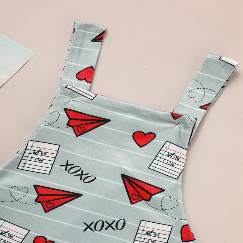Baby Casual Overalls - Heart & Paper Plane Print Romper (Spring/Fall)