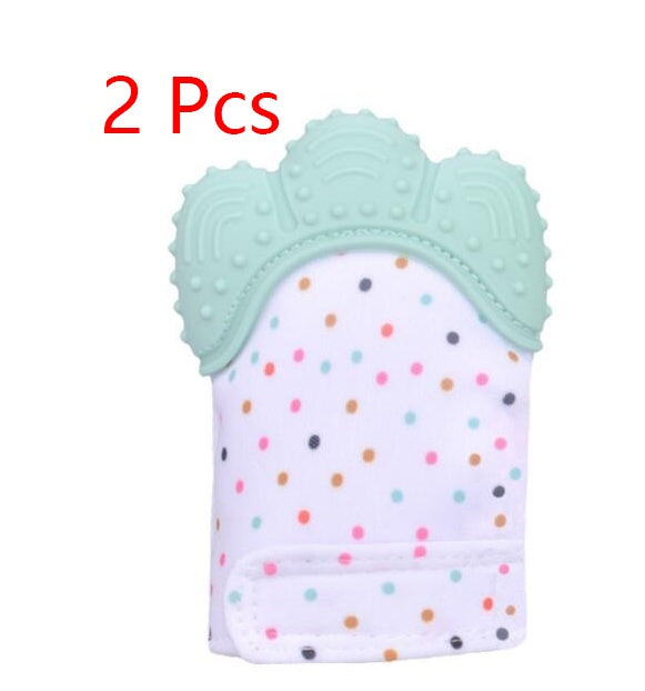 Baby Teether Gloves - Anti-Bite Silicone Molar Gloves with Sound