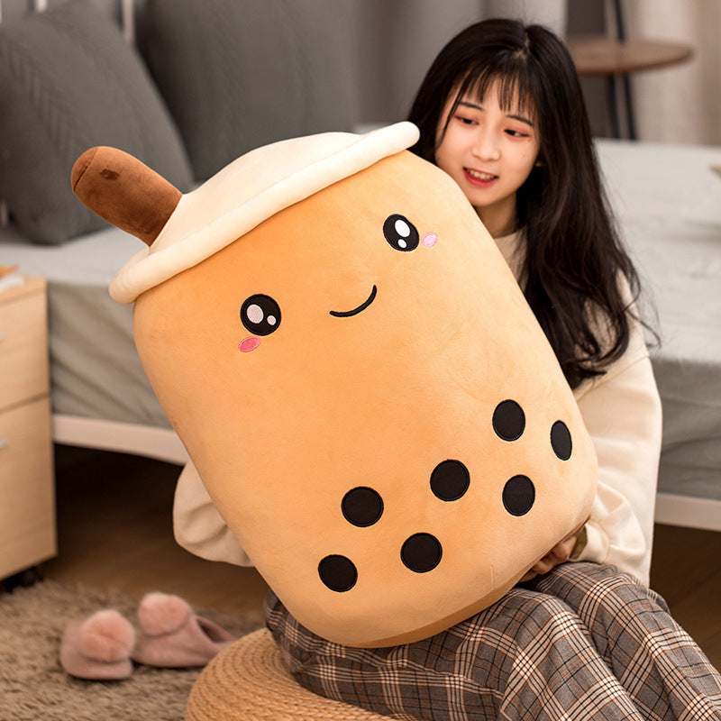 Cute Bubble Tea Plush Pillow - Kawaii Strawberry Milk Tea Stuffed Toy
