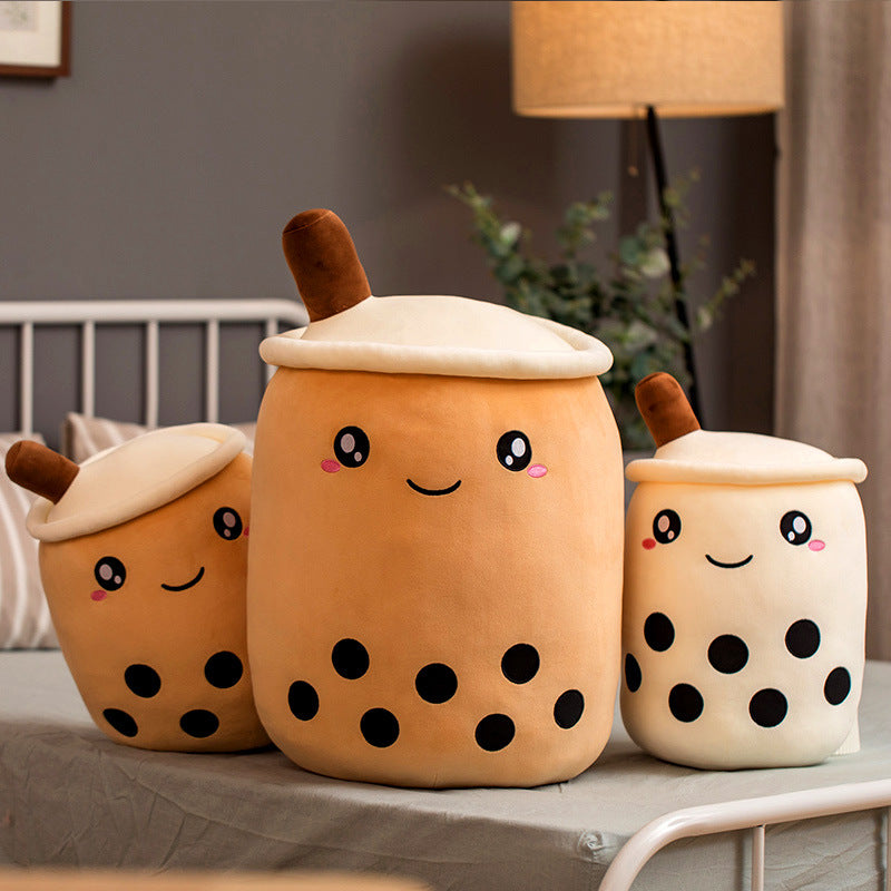 Cute Bubble Tea Plush Pillow - Kawaii Strawberry Milk Tea Stuffed Toy