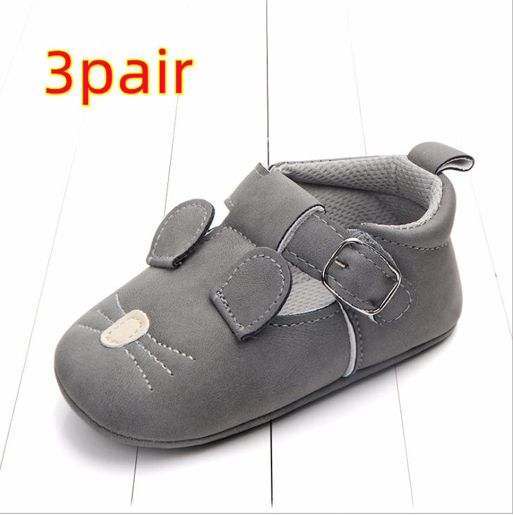 Baby Shoes - Cartoon Animal Matte Leather Non-Slip Soft Bottom