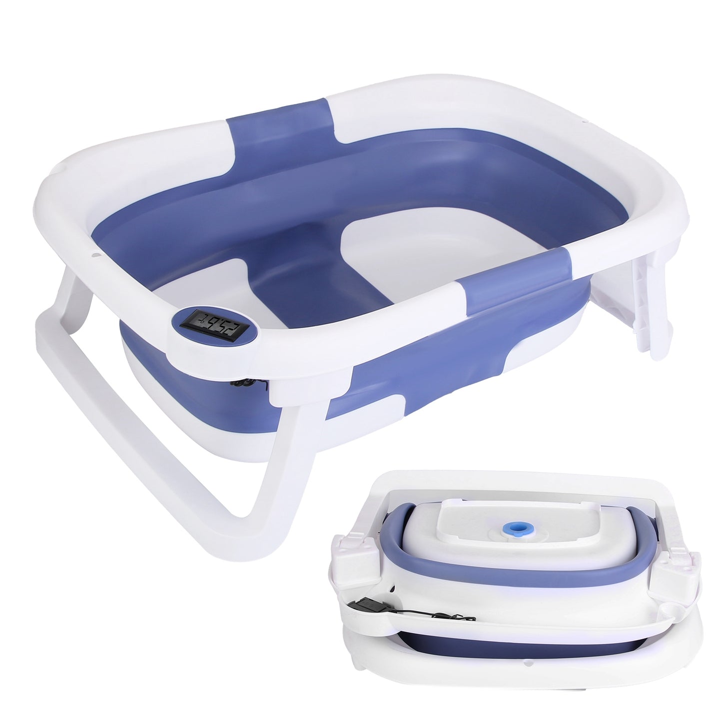 Baby Bath Tub with Thermometer - Collapsible Travel-Friendly (0-24 Months)