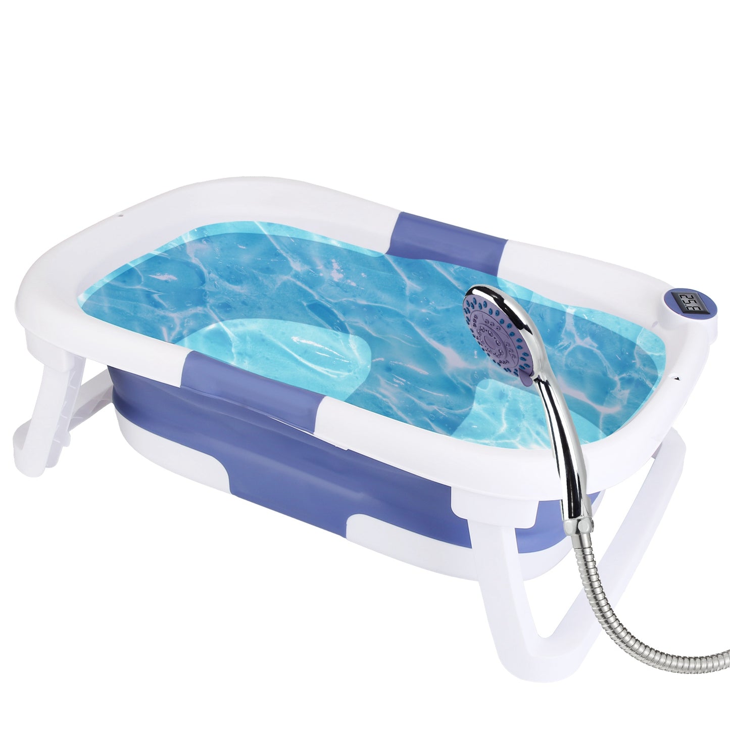 Baby Bath Tub with Thermometer - Collapsible Travel-Friendly (0-24 Months)