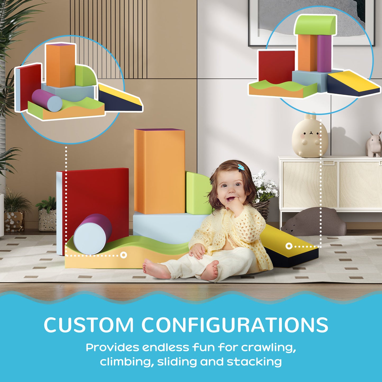 7-Piece Soft Climb & Crawl Activity Play Set - Contemporary Design