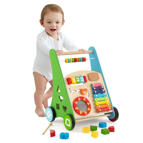 Wooden Baby Walker - 7-in-1 Activity Center for Toddlers 3 Years