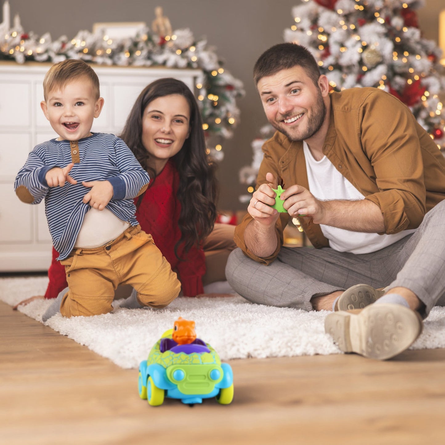 2-Pack Dinosaur RC Cars - Rechargeable Remote Control Cars with Lights & Music