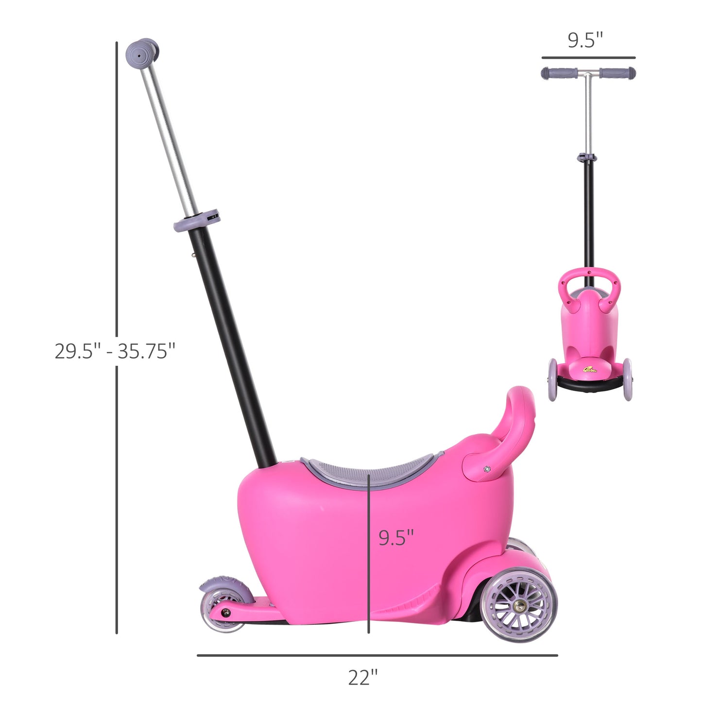 3-in-1 Ride On Push Car - Convertible Toddler Car for Ages 1-3