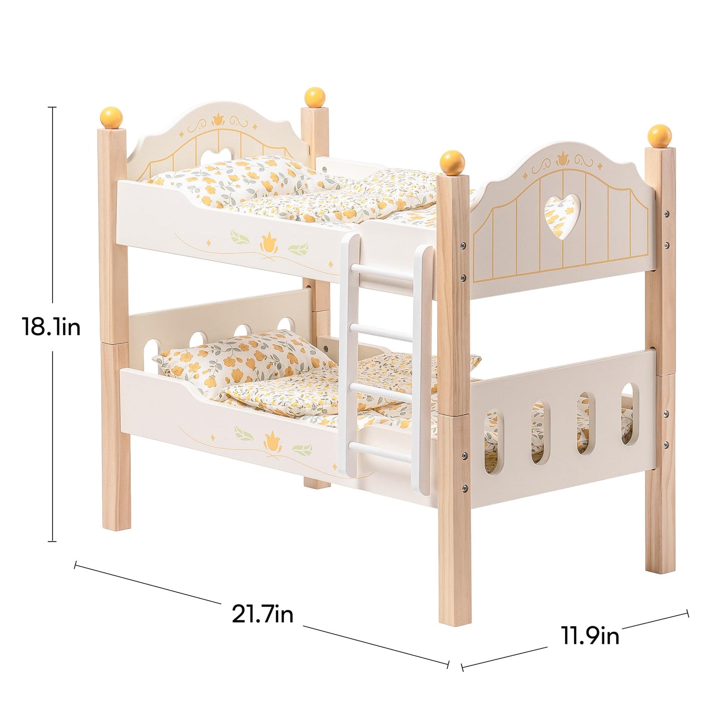 ROBOTIME Wooden Doll Bunk Bed - Fits 18 Inch American Girl Dolls