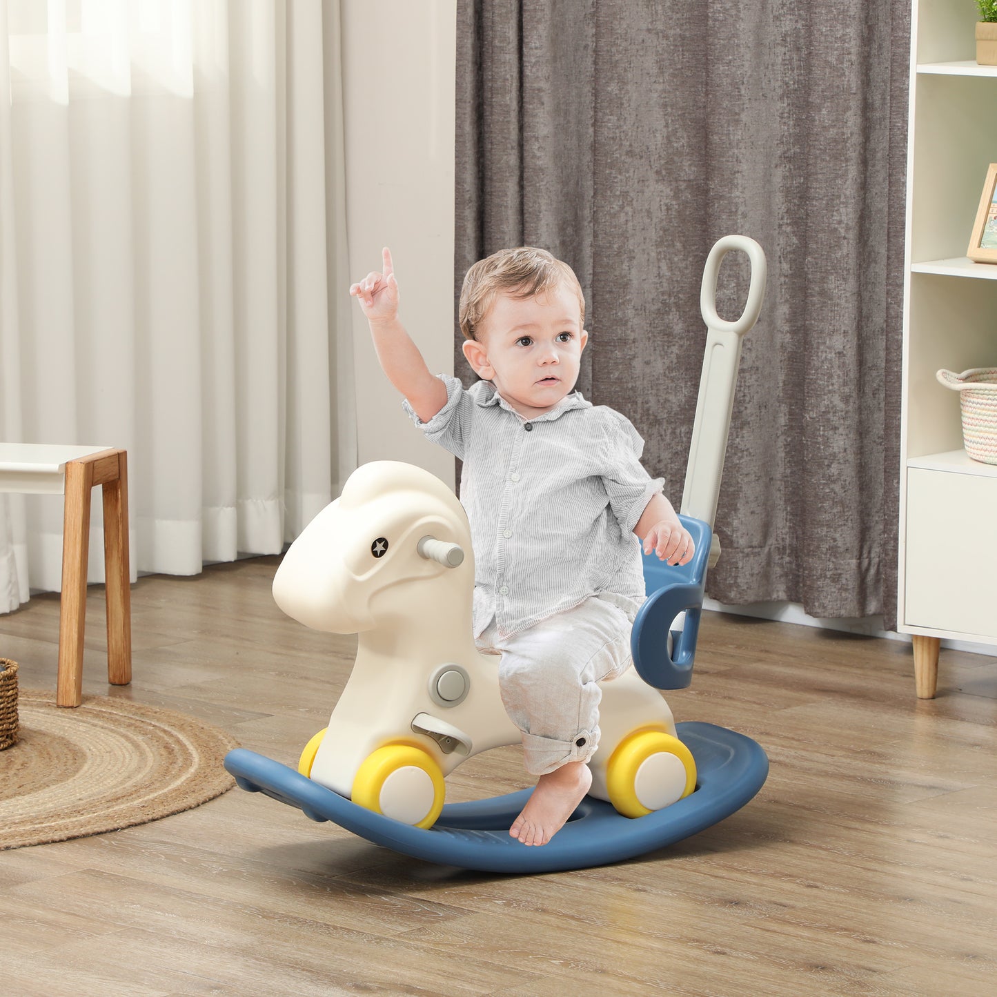 4-in-1 Rocking Horse with Balance Board - Blue (Ages 1-3)