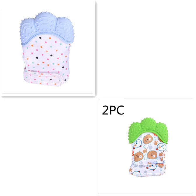 Baby Teether Gloves - Anti-Bite Silicone Molar Gloves with Sound