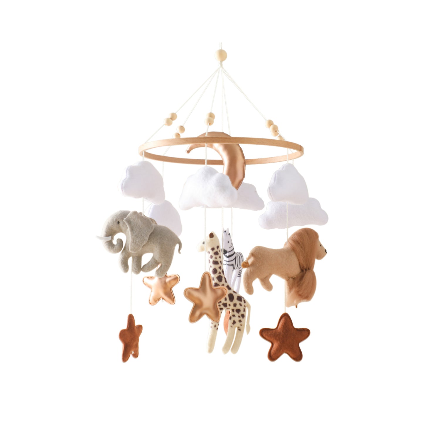 Baby Crib Mobile - Felt Forest Animal Cloud Moon Wind Chimes