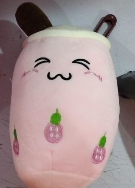 Cute Bubble Tea Plush Pillow - Kawaii Strawberry Milk Tea Stuffed Toy