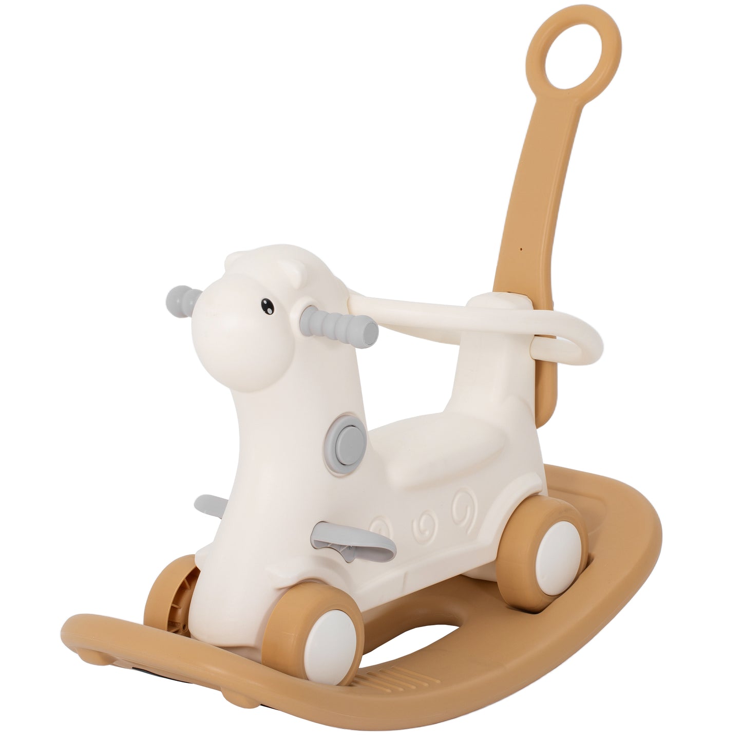 4-in-1 Rocking Horse - Detachable Balance Board & Push Handle (Brown, Ages 1-3)