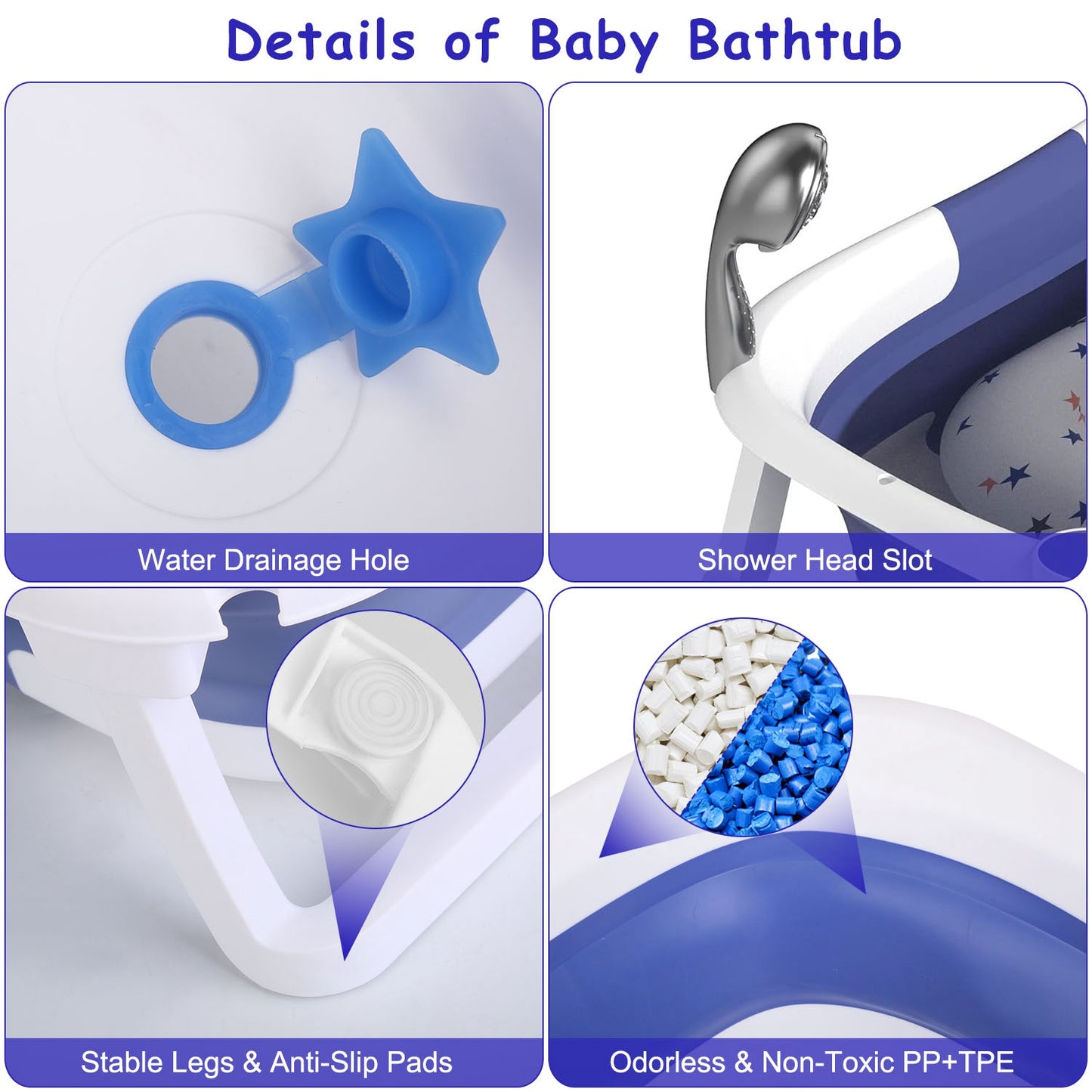 Baby Bath Tub with Thermometer - Collapsible Travel-Friendly (0-24 Months)