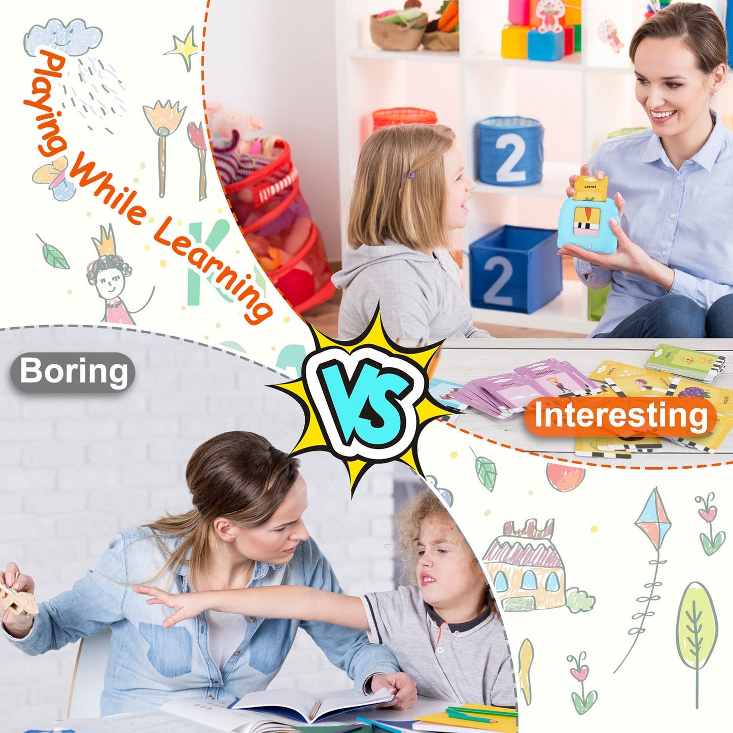 224 Words Talking Flash Cards - Interactive Learning Toy for Toddlers
