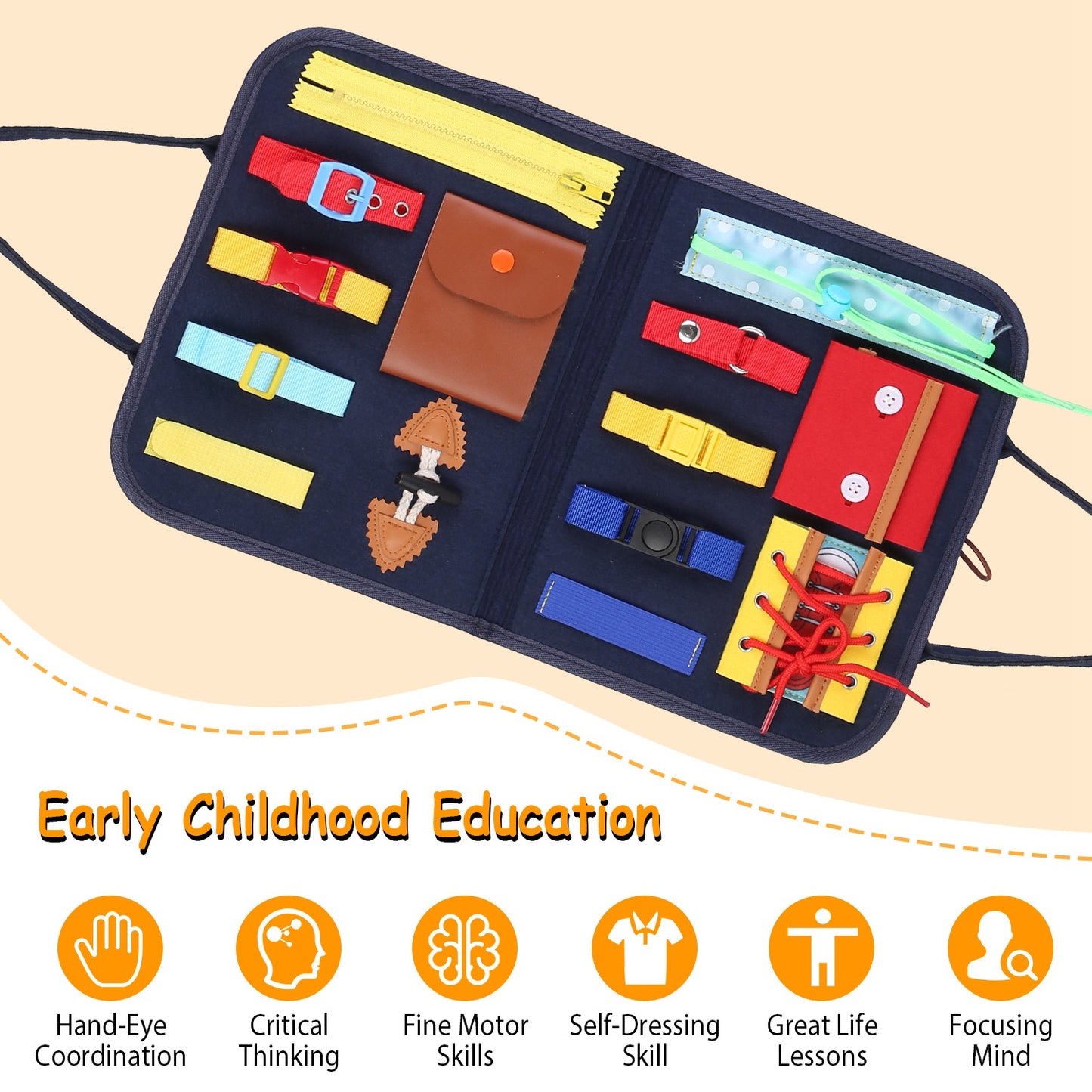 Kids Busy Board - Montessori Sensory Activity Learning Toy for Ages 1-6