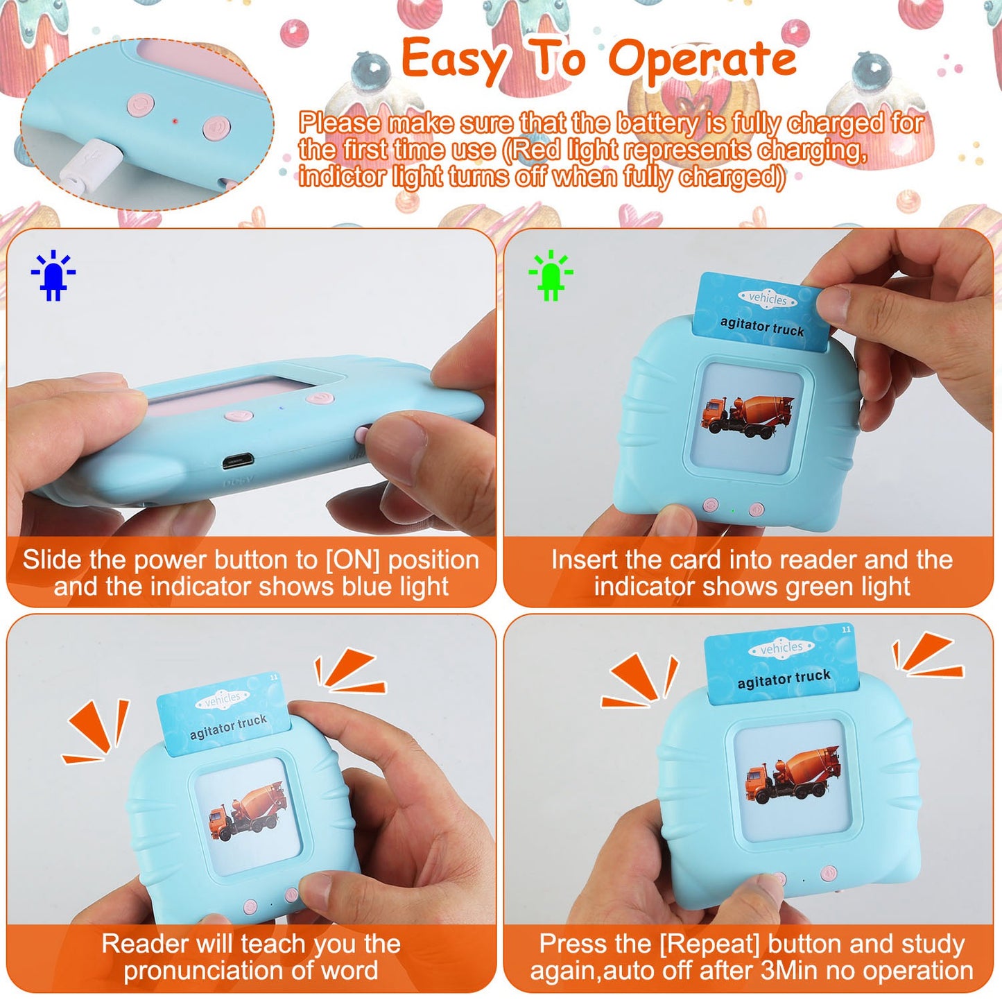 224 Words Talking Flash Cards - Interactive Learning Toy for Toddlers