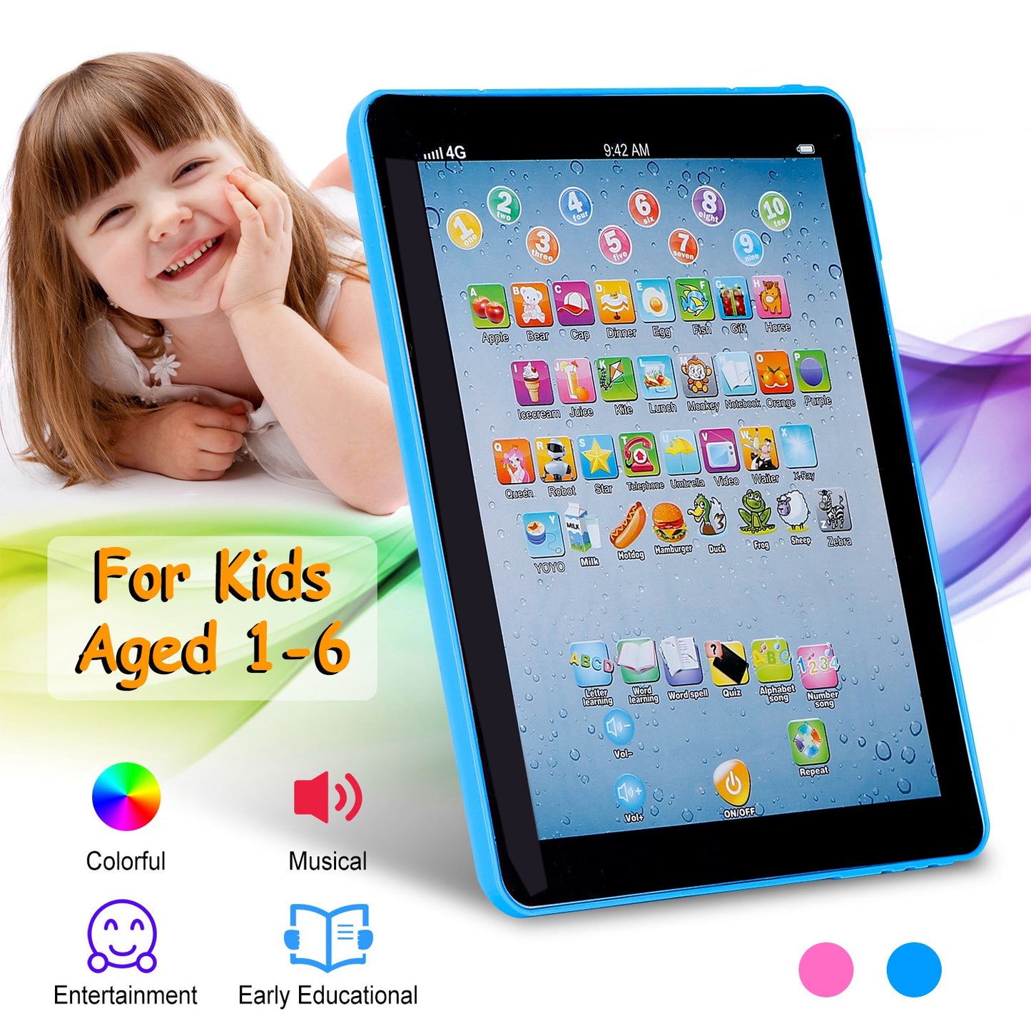 Baby Learning Tablet - Educational Touch Screen Toy for Kids 1-6 Years