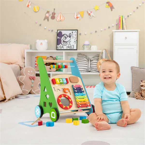 Wooden Baby Walker - 7-in-1 Activity Center for Toddlers 3 Years