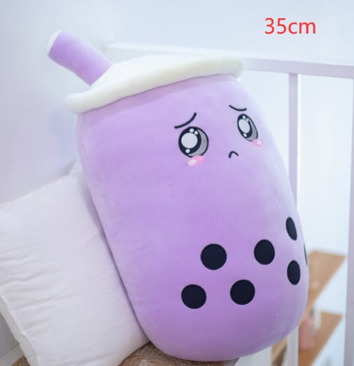 Cute Bubble Tea Plush Pillow - Kawaii Strawberry Milk Tea Stuffed Toy