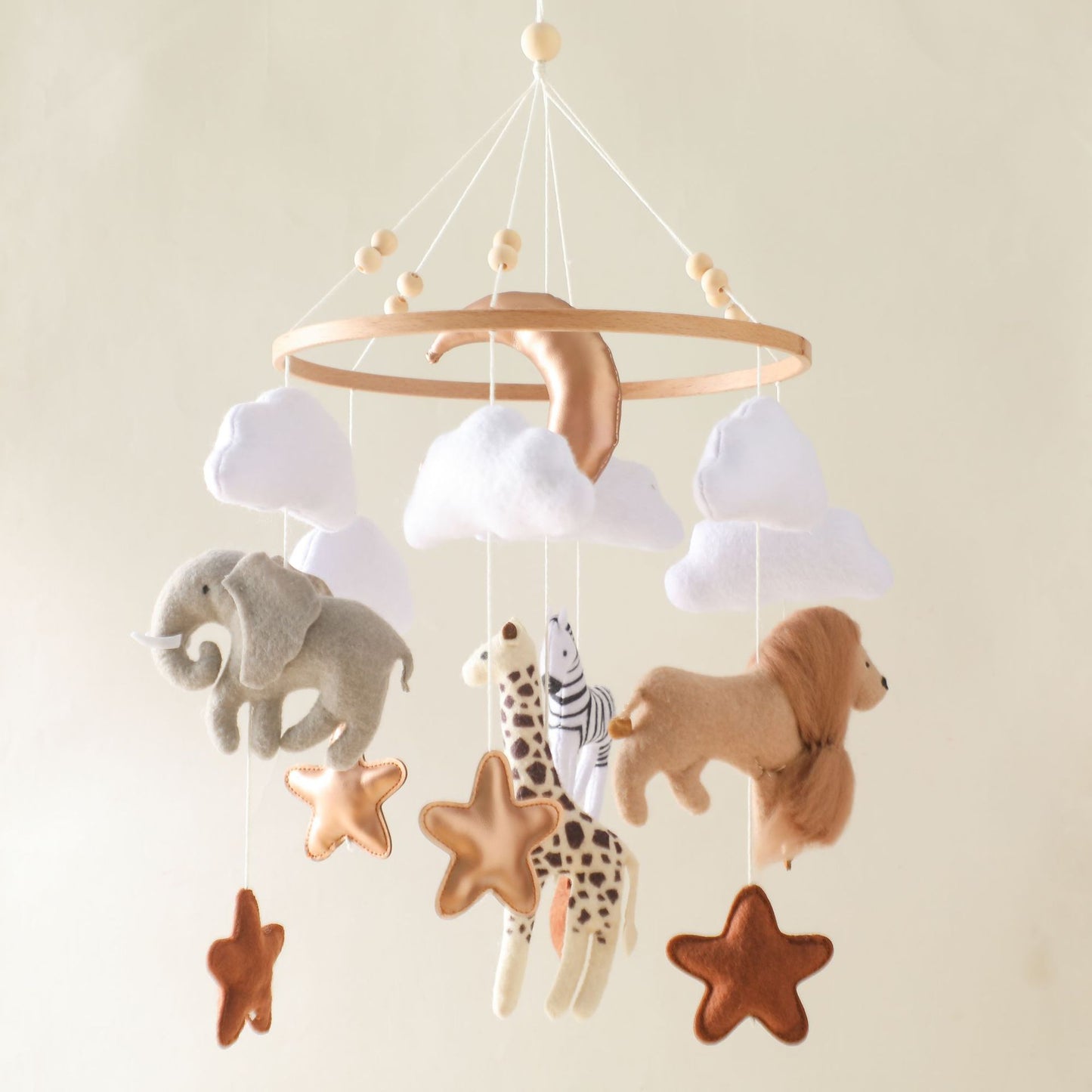 Baby Crib Mobile - Felt Forest Animal Cloud Moon Wind Chimes