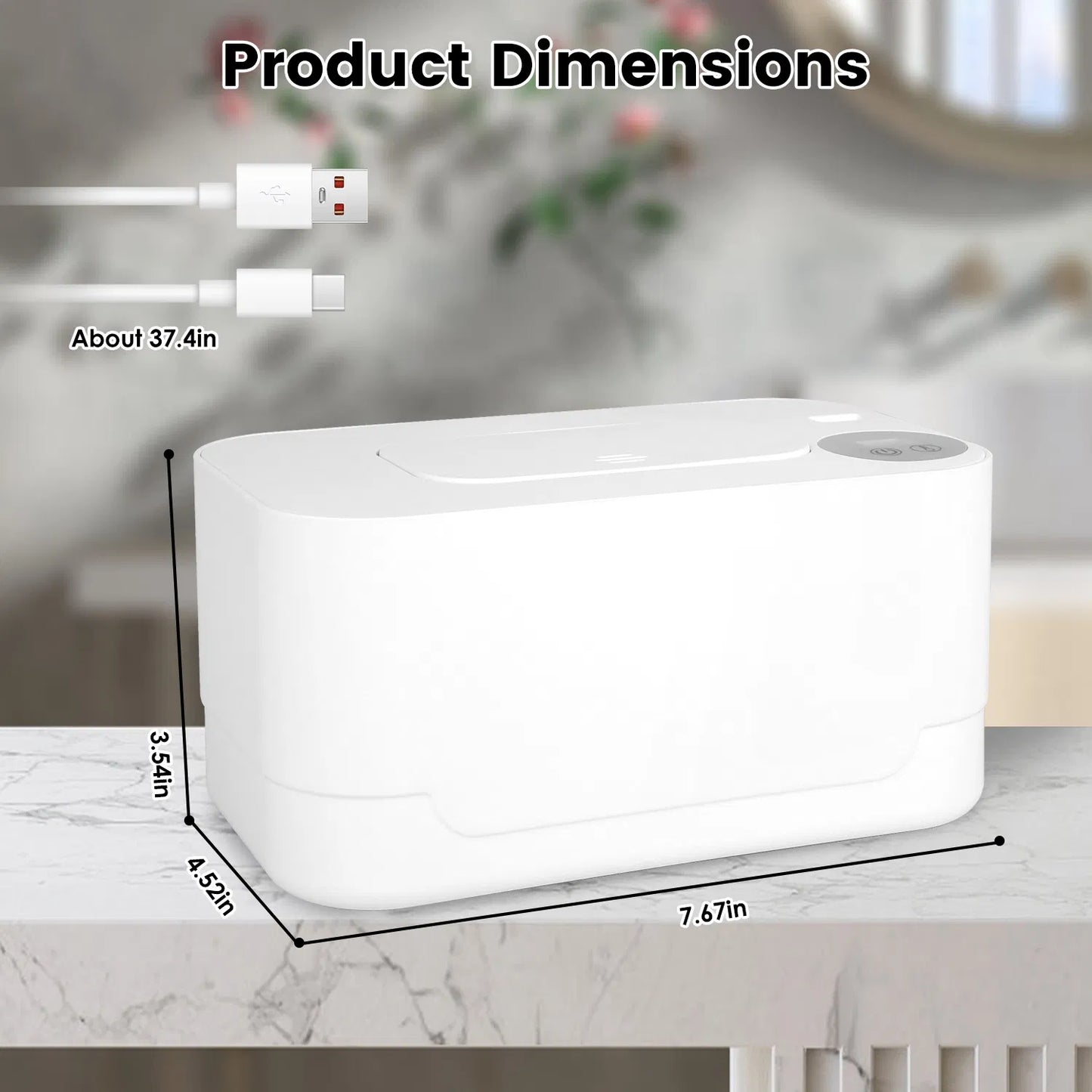 Baby Wipe Warmer - 3 Temperature Settings with Night Light