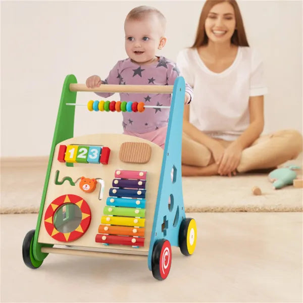 Wooden Baby Walker - 7-in-1 Activity Center for Toddlers 3 Years
