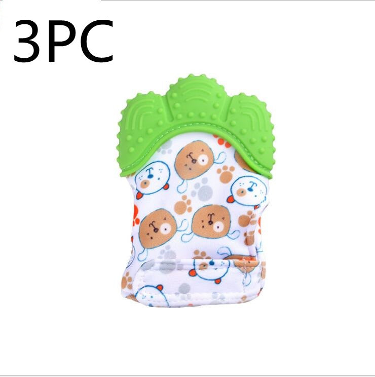Baby Teether Gloves - Anti-Bite Silicone Molar Gloves with Sound