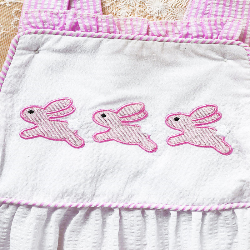 Baby Sweet Bunny Romper - Ruffle Trim Onesie with Adjustable Straps