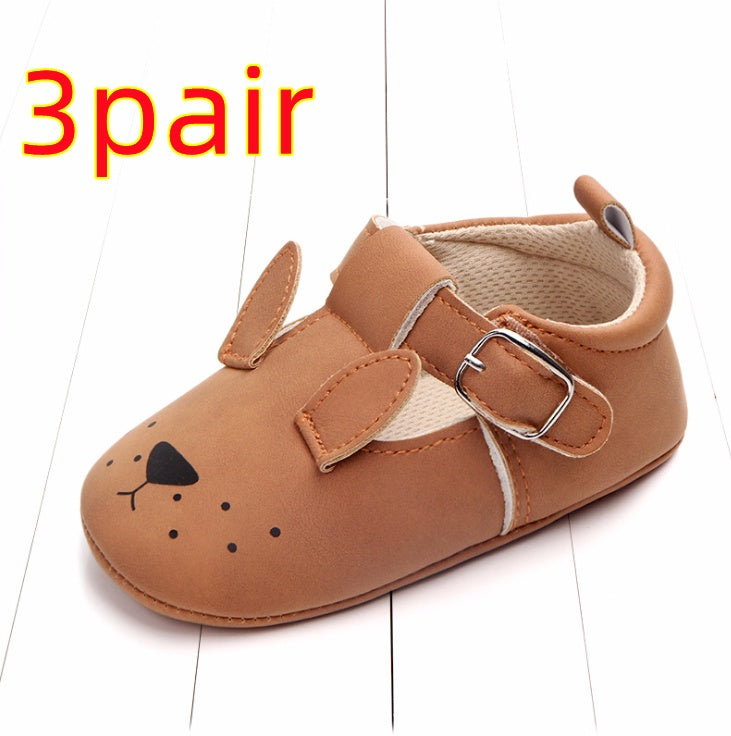 Baby Shoes - Cartoon Animal Matte Leather Non-Slip Soft Bottom