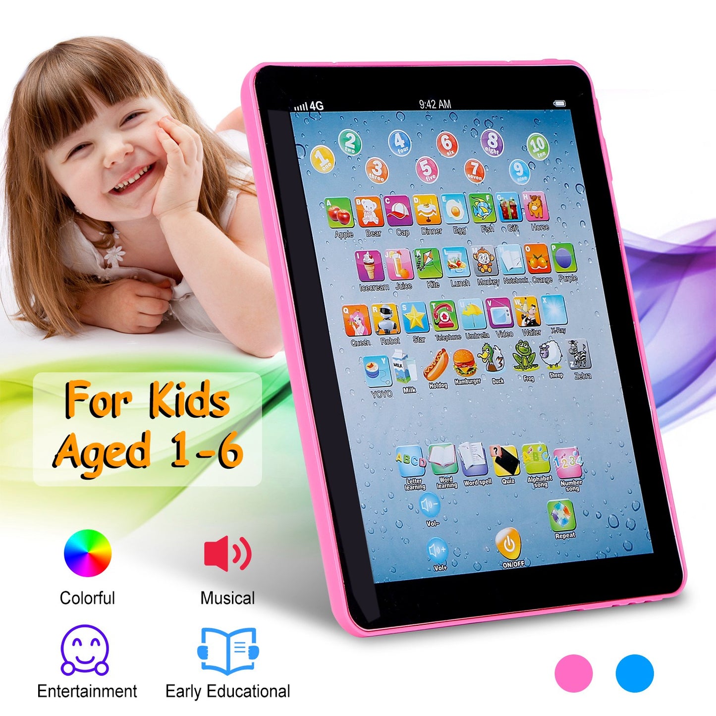 Baby Learning Tablet - Educational Touch Screen Toy for Kids 1-6 Years