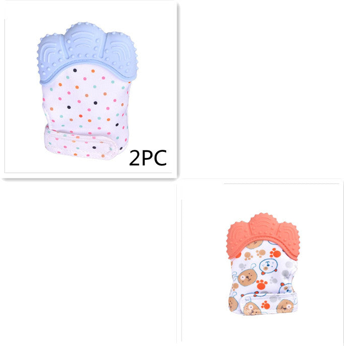 Baby Teether Gloves - Anti-Bite Silicone Molar Gloves with Sound