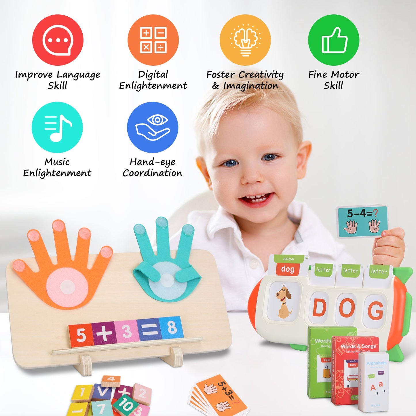 Talking Flash Cards & Finger Counting Math Board - Interactive Learning Toy