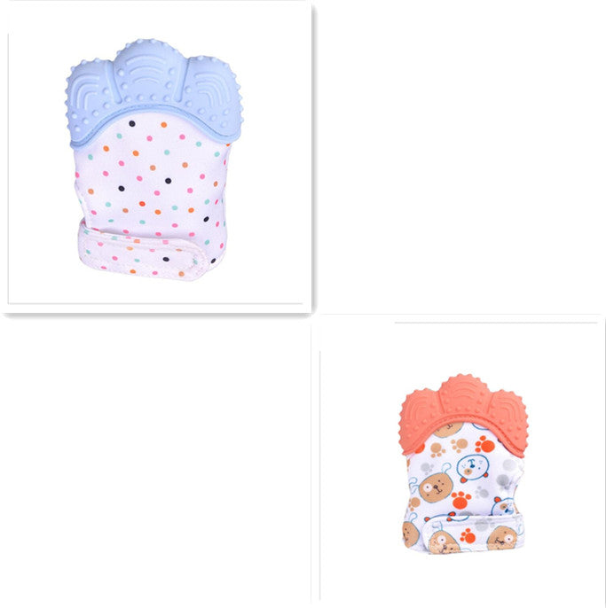 Baby Teether Gloves - Anti-Bite Silicone Molar Gloves with Sound