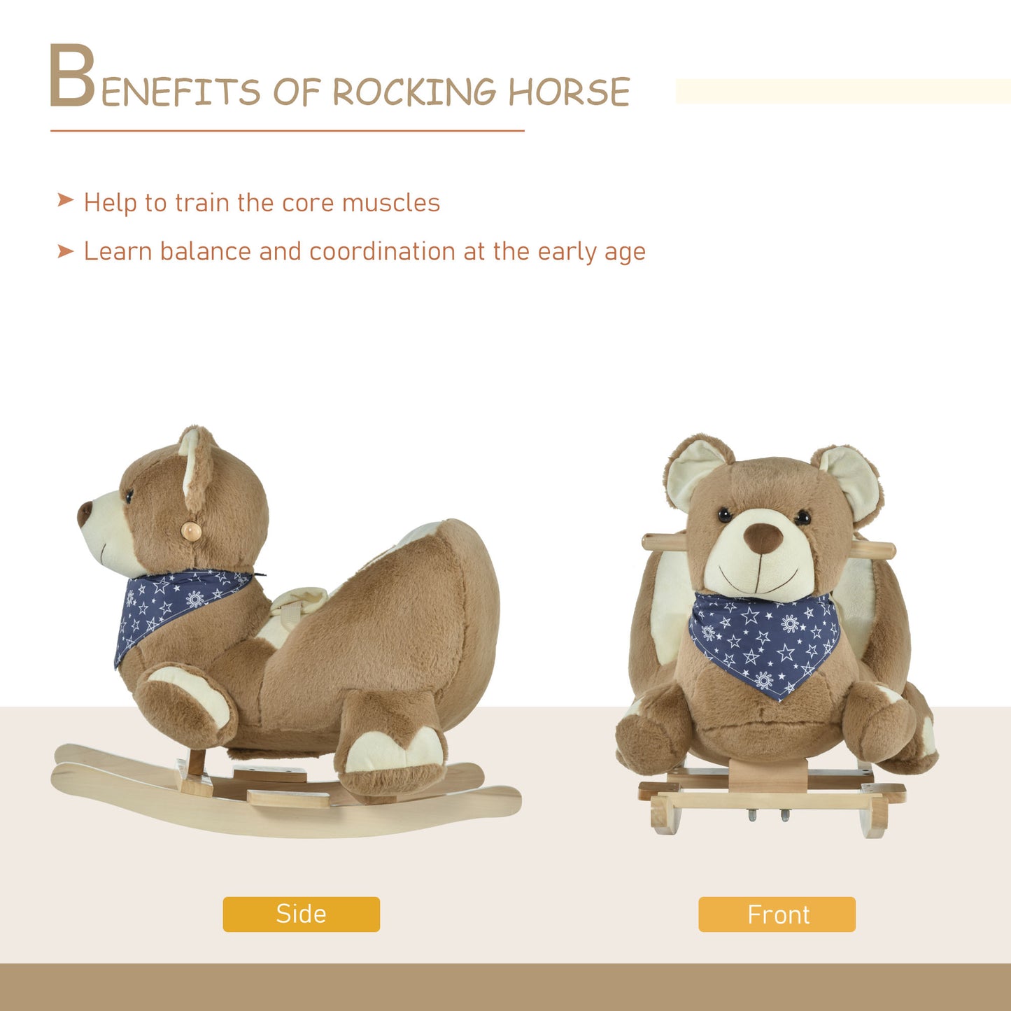 Baby Rocking Horse Bear - Plush Ride-On with Lullaby & Pedals (Ages 18-36 Months)