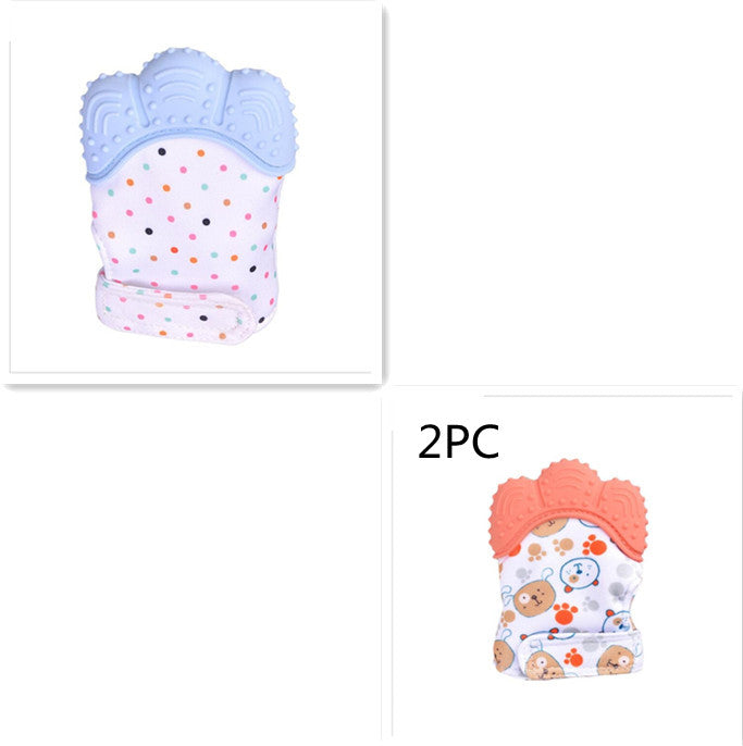 Baby Teether Gloves - Anti-Bite Silicone Molar Gloves with Sound
