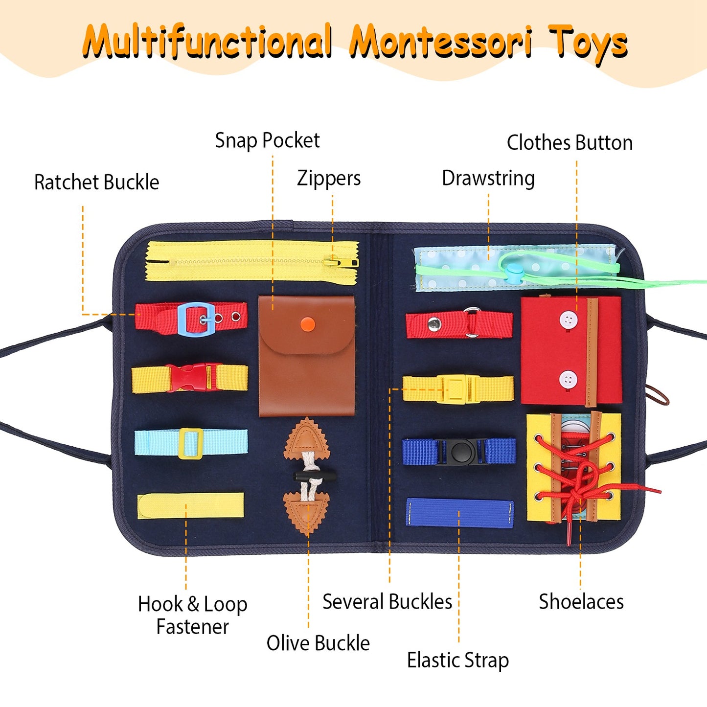 Kids Busy Board - Montessori Sensory Activity Learning Toy for Ages 1-6
