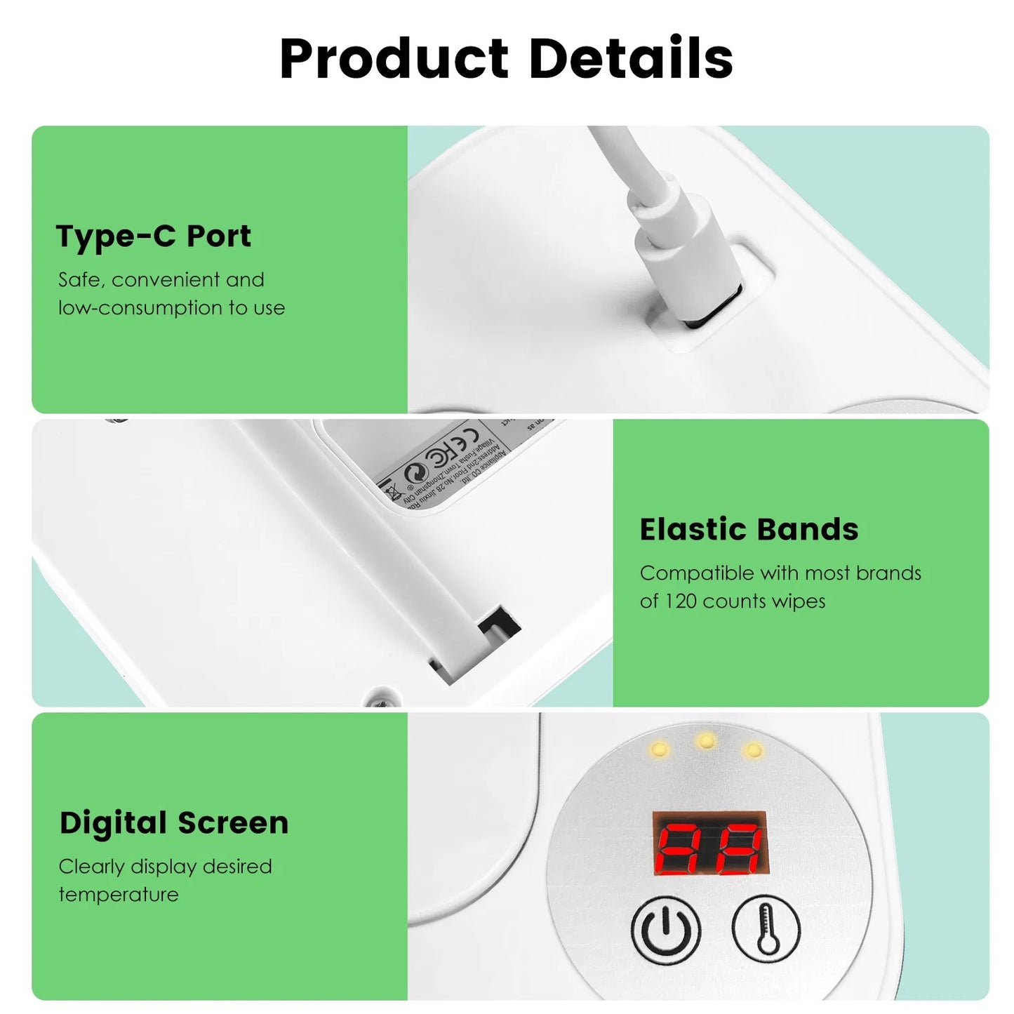 Baby Wipe Warmer - 3 Temperature Settings with Night Light