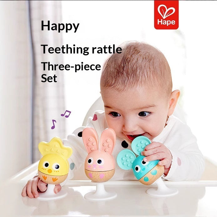 Baby Teething Rattle - Safe Silicone Teether & Rattle Toy