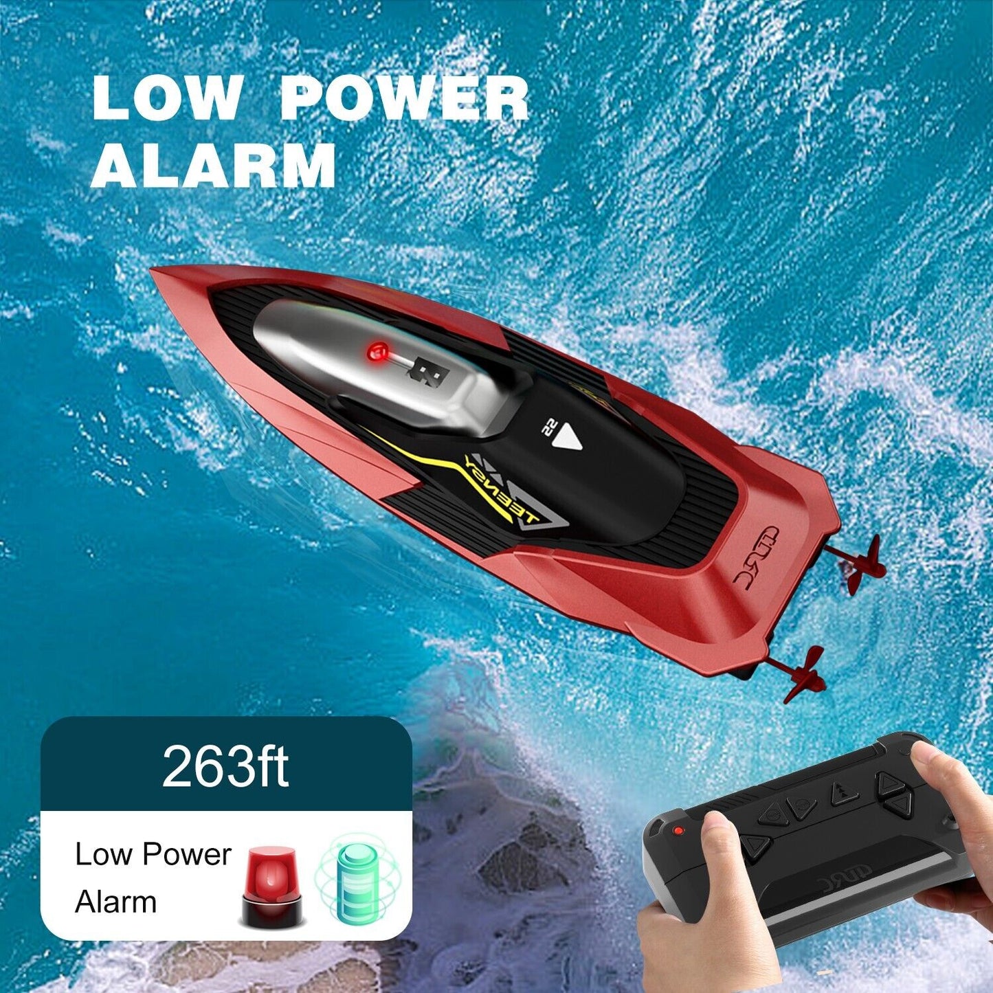 4DRC S5 Fast RC Boat - 20 MPH Racing Boat for Pools & Lakes