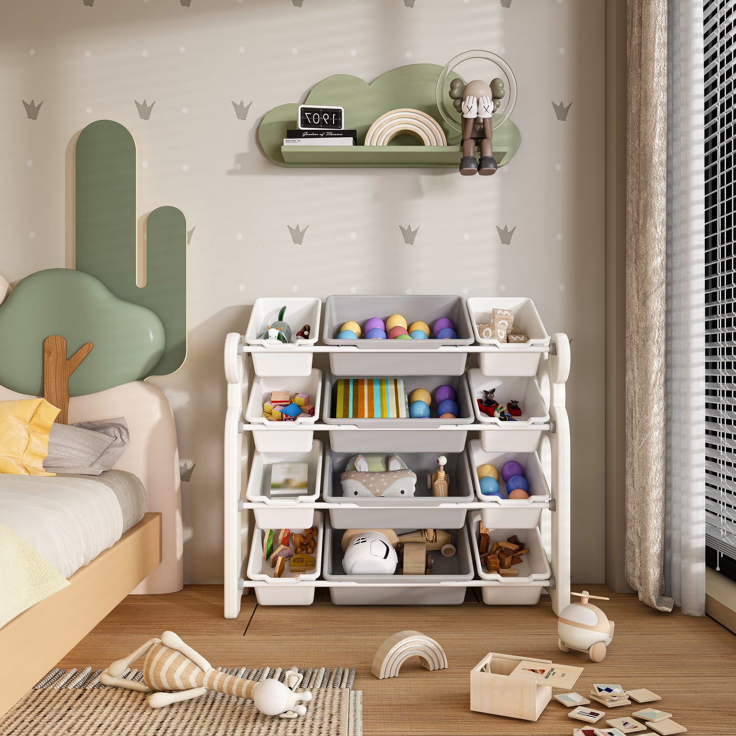Kids Toy Storage Organizer - 12-Bin Cabinet for Playroom & Nursery
