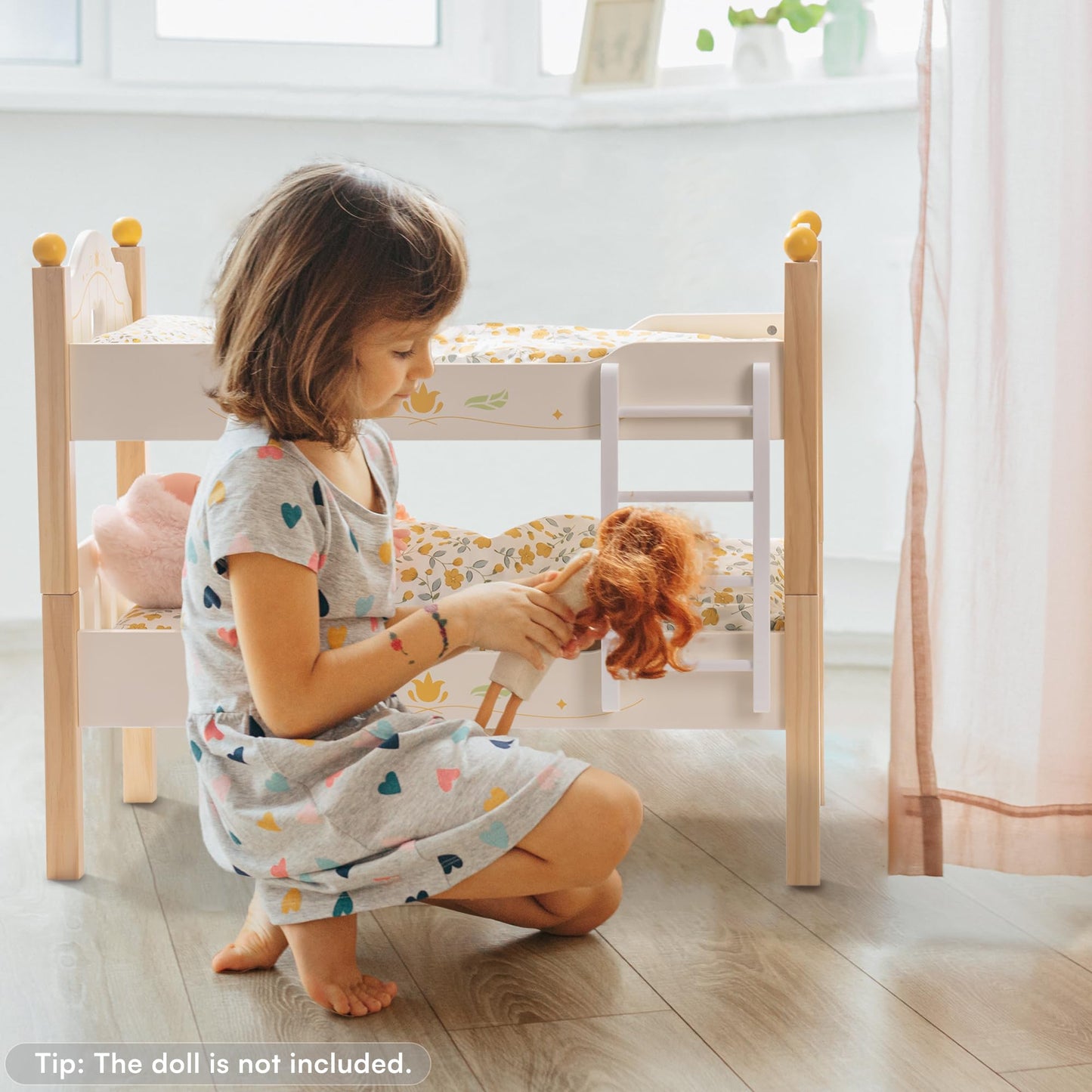 ROBOTIME Wooden Doll Bunk Bed - Fits 18 Inch American Girl Dolls