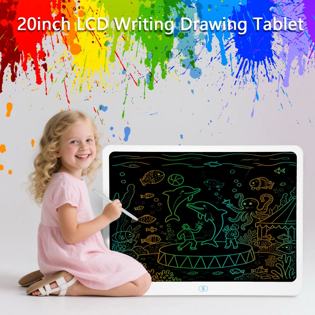 20-Inch LCD Writing Tablet - Colorful Erasable Drawing Board for Kids