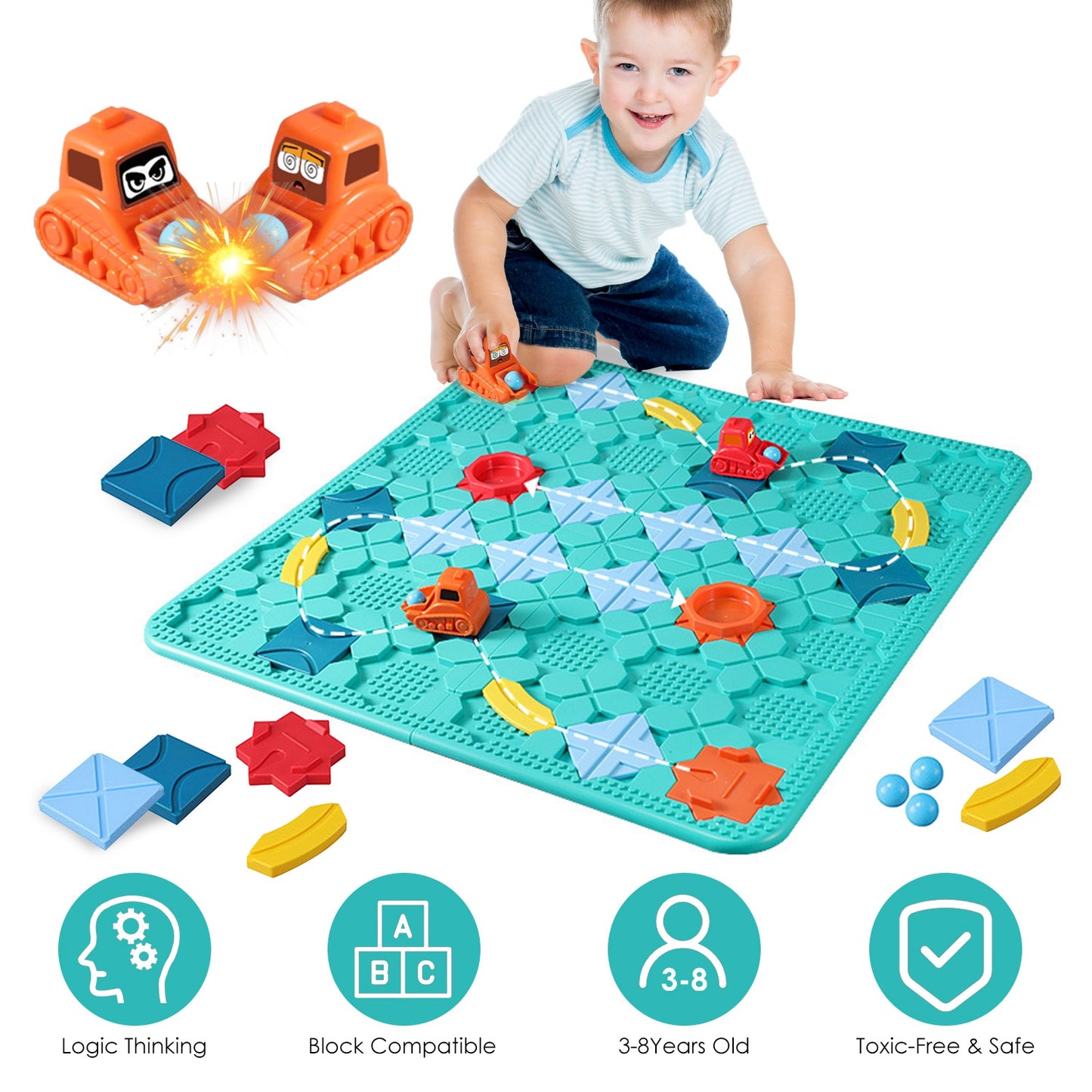Logical Road Builder Puzzle - Montessori STEM Brain Teaser for Kids 3-8
