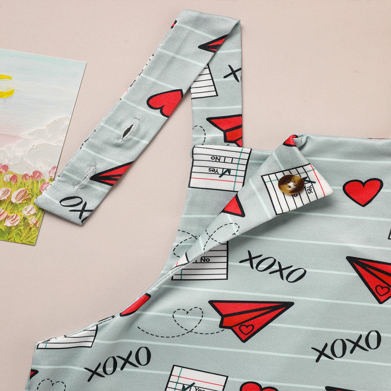 Baby Casual Overalls - Heart & Paper Plane Print Romper (Spring/Fall)